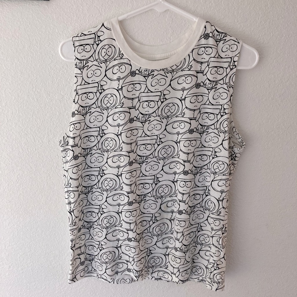 Unique Black & White Print South Park tank top